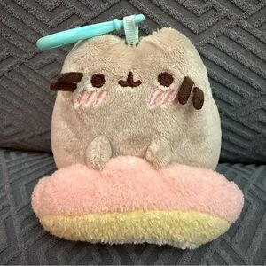 Pusheen Cat Rainbow Plush Mascot Clip On Gray Pink 4” inch